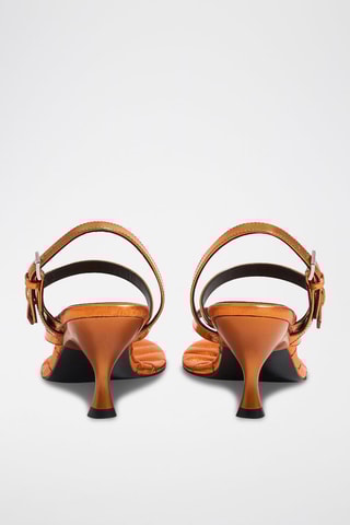 Leren Sandalen met Hak - Oranje