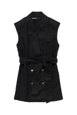 Giacca senza maniche in lino - Nero