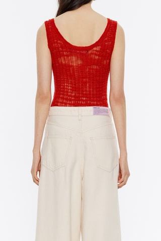 Top in lino - Rosso