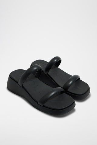 Leren Muiltjes met Sleehak - Zwart