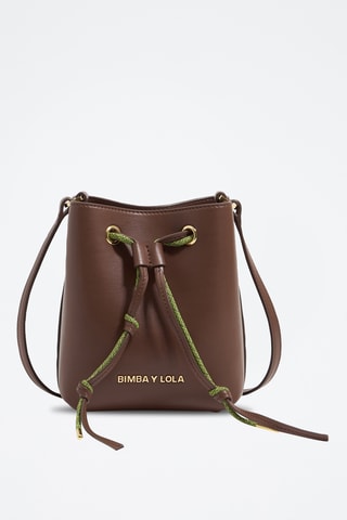 Borsa a secchiello in pelle - Marrone