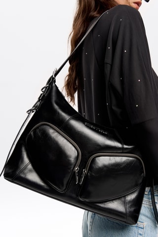 Borsa a spalla in pelle - Nero