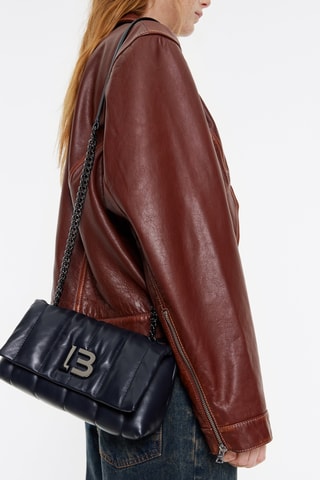 Borsa a tracolla in pelle ovina - Nero