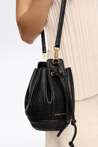 Borsa a secchiello in pelle - Nero