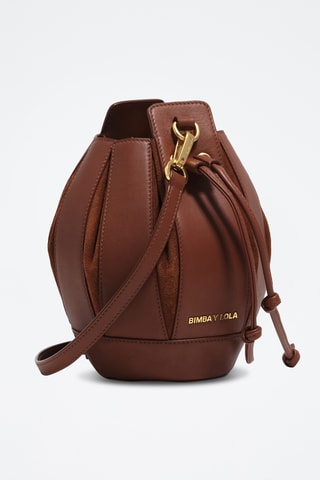 Borsa a secchiello in pelle - Marrone