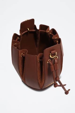 Borsa a secchiello in pelle - Marrone