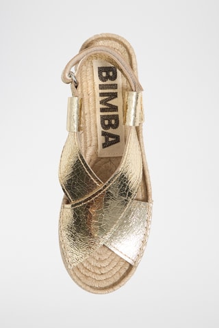 Leren Sandalen met Sleehak - Goudkleurig