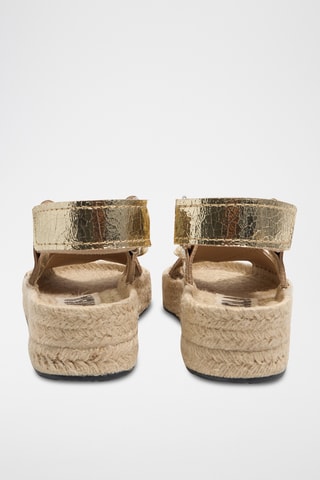 Leren Sandalen met Sleehak - Goudkleurig