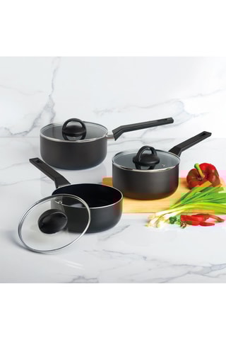 3 casseruole rivestimento ceramica Carbone Pro - 16/18/20 cm - 1,4/1,8/2,4 l