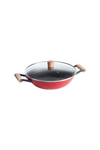 Wok en fonte d'acier avec couvercle - 30 cm