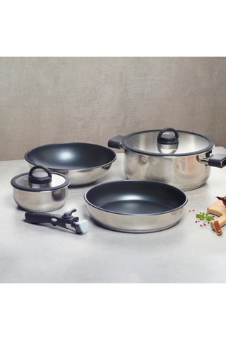 Batterie de cuisine en acier inoxydable - 7 pièces