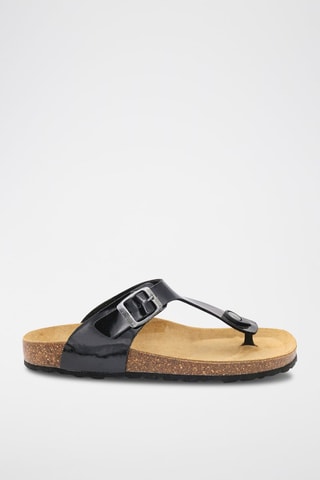 Gelakte Slippers Zwart