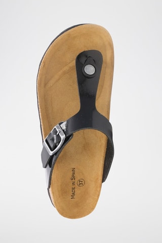 Gelakte Slippers Zwart