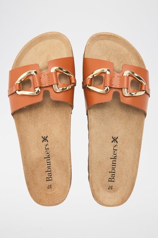 Mules en cuir - 
Marron