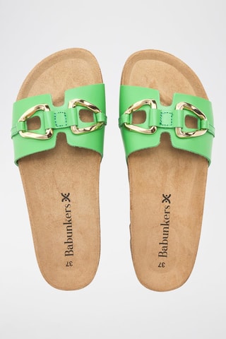 Mules en cuir - 
Vert