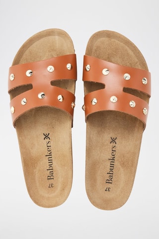 Mules en cuir - 
Marron