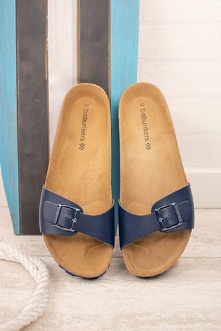 Mules en cuir Bleu marine