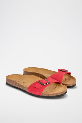 Mules en nubuck Rouge