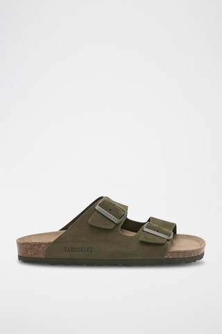 Nubuck Muiltjes - Donkergroen