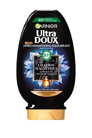 Acondicionador equilibrante Charbon magnétique et huile de fleur de Nigelle Ultra Doux - Cabello normal y graso - 200 ml