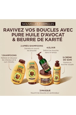 Champú Pure huile avocat et beurre de karité Ultra Doux - Cabello seco, de rizado a afro - 300 ml