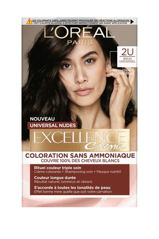 Coloración permanente Excellence Crème Universal Nudes - 2U Castaño muy oscuro - Cabello normal