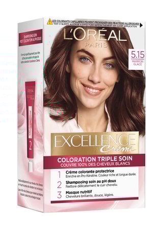 Coloración permanente Triple Cuidado Excellence Crème - 5.15 Castaño helado - Cabello normal