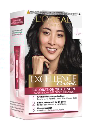 Coloración permanente Triple Cuidado Excellence Crème - 1 Negro - Cabello normal