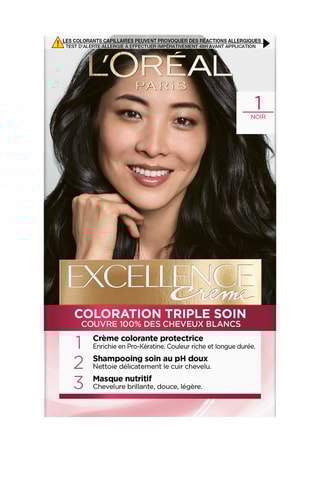 Coloración permanente Triple Cuidado Excellence Crème - 1 Negro - Cabello normal