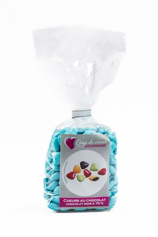 Cœurs choco 70% cacao - Bleu Caraïbes - 220 g