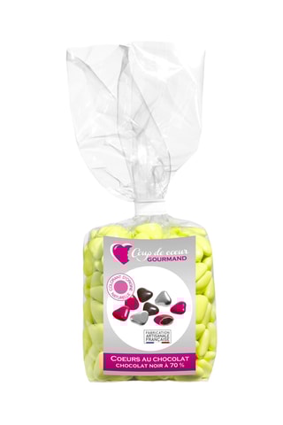 Cœurs choco 70% cacao - Vert anis - 220 g