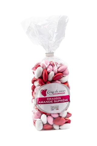 Dragées amande 40% - Blanc, rouge et rose - 500 g