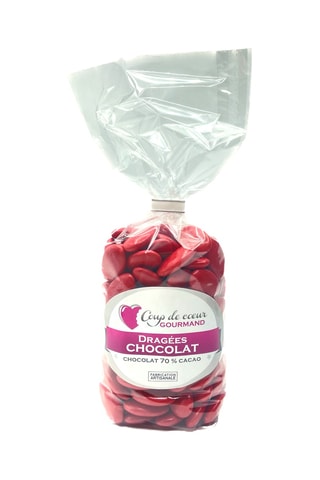 Dragée chocolat 70% cacao - Rouge - 500 g