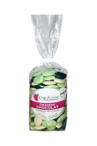Dragées chocolat 70% cacao - Vert, beige et bleu - 500 g