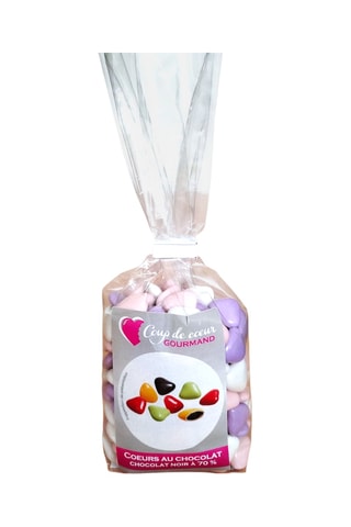 2 x Cœurs choco 70% cacao - Blanc, rose et violet - 220 g