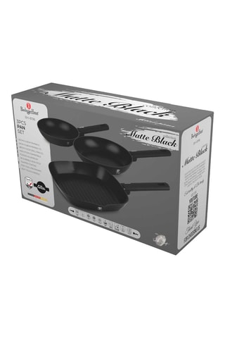 2 sartenes freidoras y 1 grill Matte Black Collection - 20, 24 y 28 x 28 cm