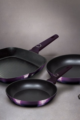 2 sartenes y 1 grill con revestimiento de mármol Purple Eclipse Collection - 20, 24 y 28 cm