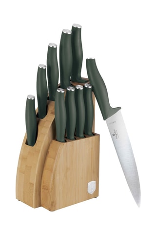 Bloque de bambú de 8 piezas de acero inoxidable Matt Green