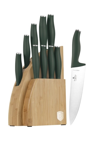 Bloque de bambú de 8 piezas de acero inoxidable Matt Green