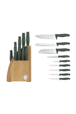 Bloque de bambú de 8 piezas de acero inoxidable Matt Green