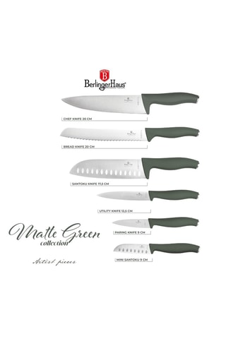 6 cuchillos de acero inoxidable Matte Green