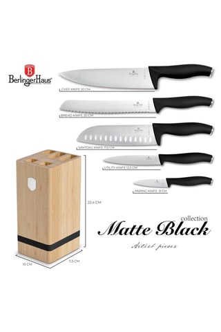 Bloque de 5 piezas de acero inoxidable Matte Black