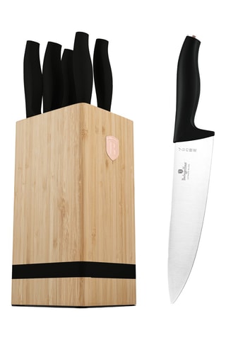 Bloque de 5 piezas de bambú y acero inoxidable Black Rose