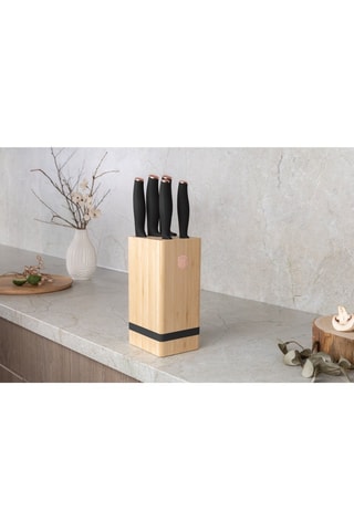Bloque de 5 piezas de bambú y acero inoxidable Black Rose