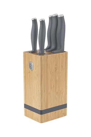 Bloque de 5 piezas de acero inoxidable y bambú Aspen