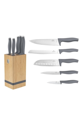Bloque de 5 piezas de acero inoxidable y bambú Aspen