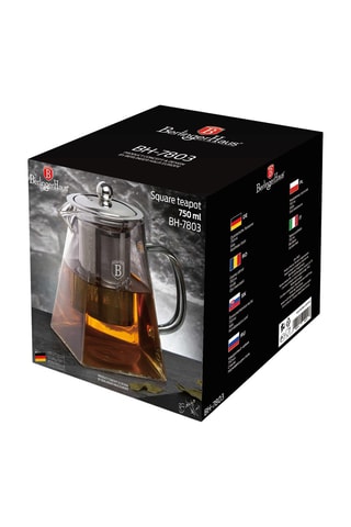 Tetera cuadrada de vidrio de borosilicato Black Silver Collection - 750 ml