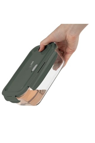 3 fiambreras de vidrio de borosilicato con tapas de plástico sin BPA Matte Green - 57-118 cl