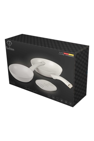 2 sartenes y 1 salvamanteles Matte Cream - 22 cm y 26 cm