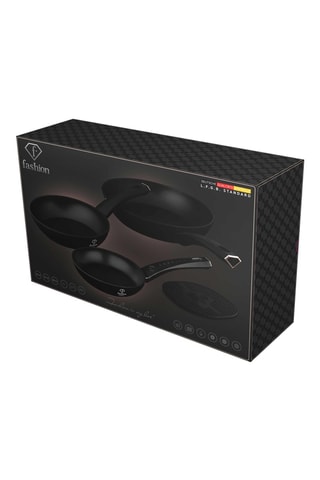 3 sartenes y 1 salvamanteles Matte Black - 20 cm, 24 cm y 28 cm